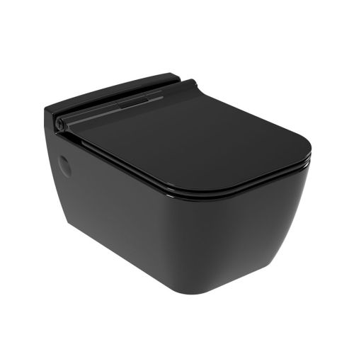 ΛΕΚΑΝΗ WC ΚΡΕΜΑΣΤΗ ΜΕ ΚΑΛΥΜΜΑ ΒΑΚΕΛΙΤΗ SEREL RITA RT1000-400 Black Bright 52 cm